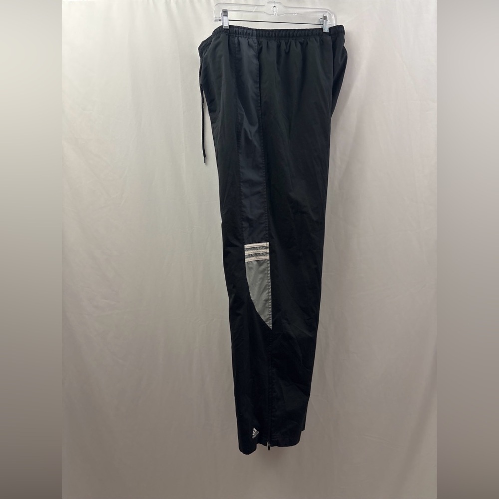Vintage Adidas Pants Mens XL Black Windbreaker Joggers Ankle Zip Y2K Track - Picture 7 of 12